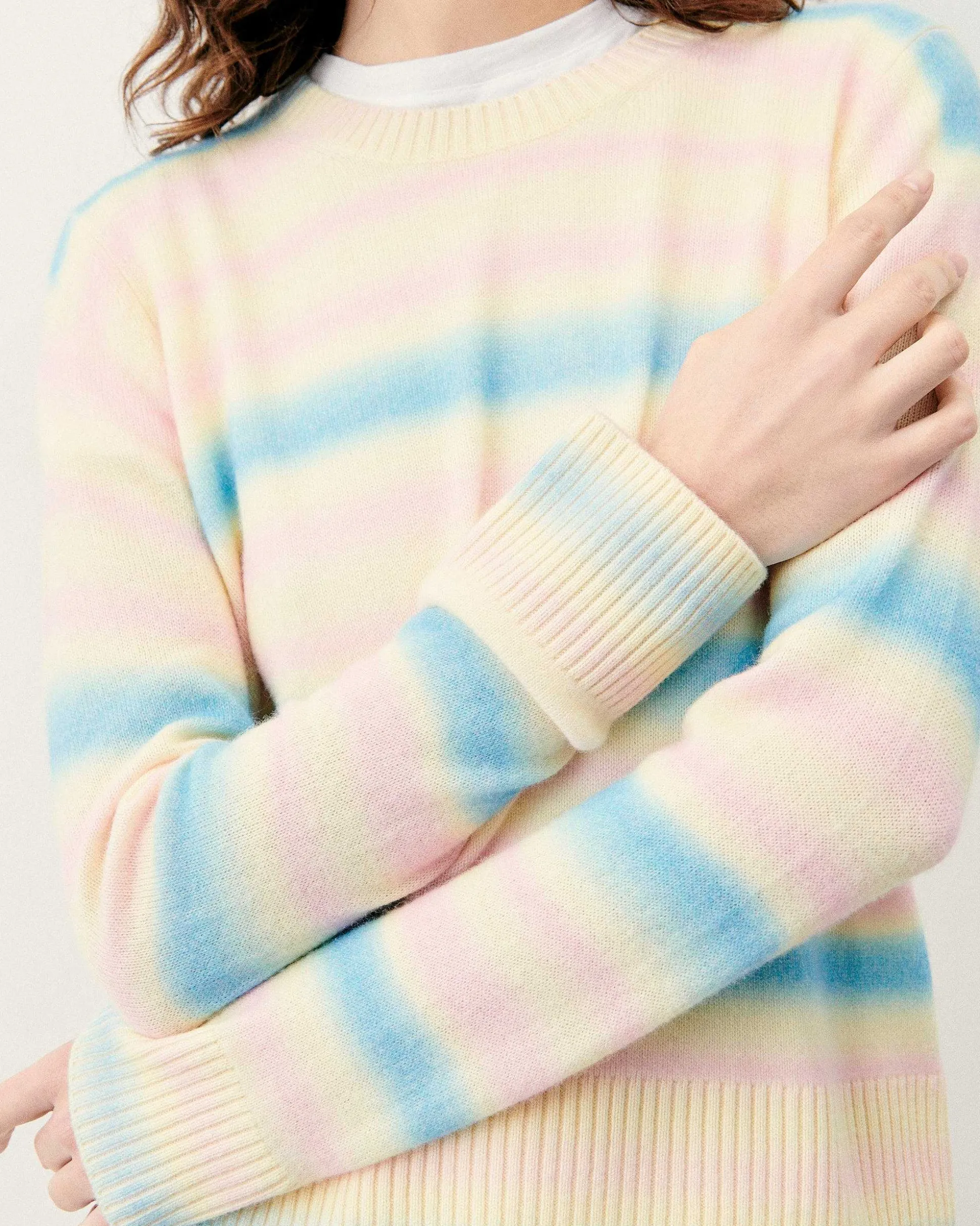 Pull Col Rond Rayures Fondues