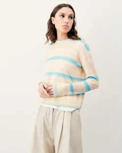 Pull Col Rond Rayures Fondues