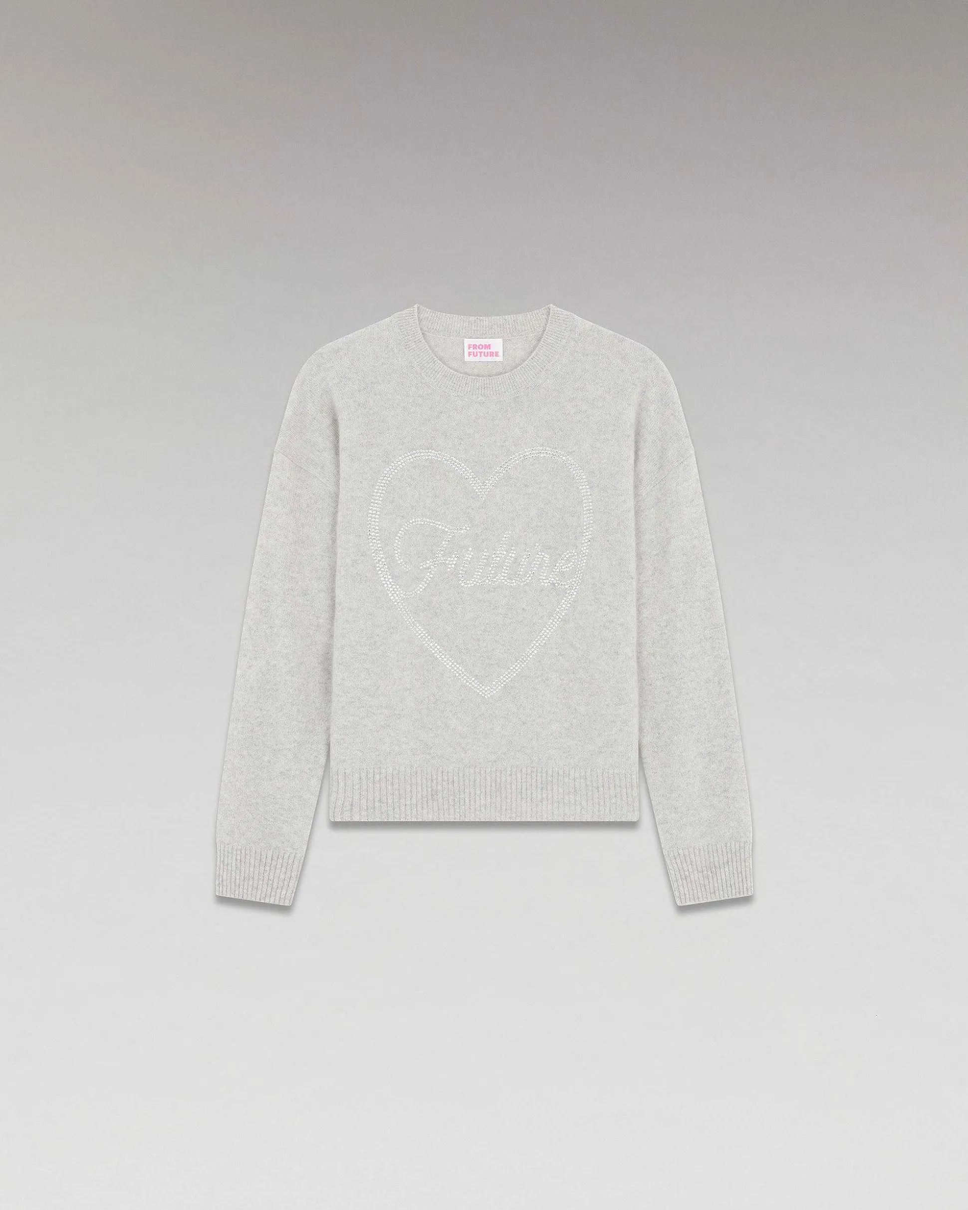 Pull Col Rond Strass Coeur Leger