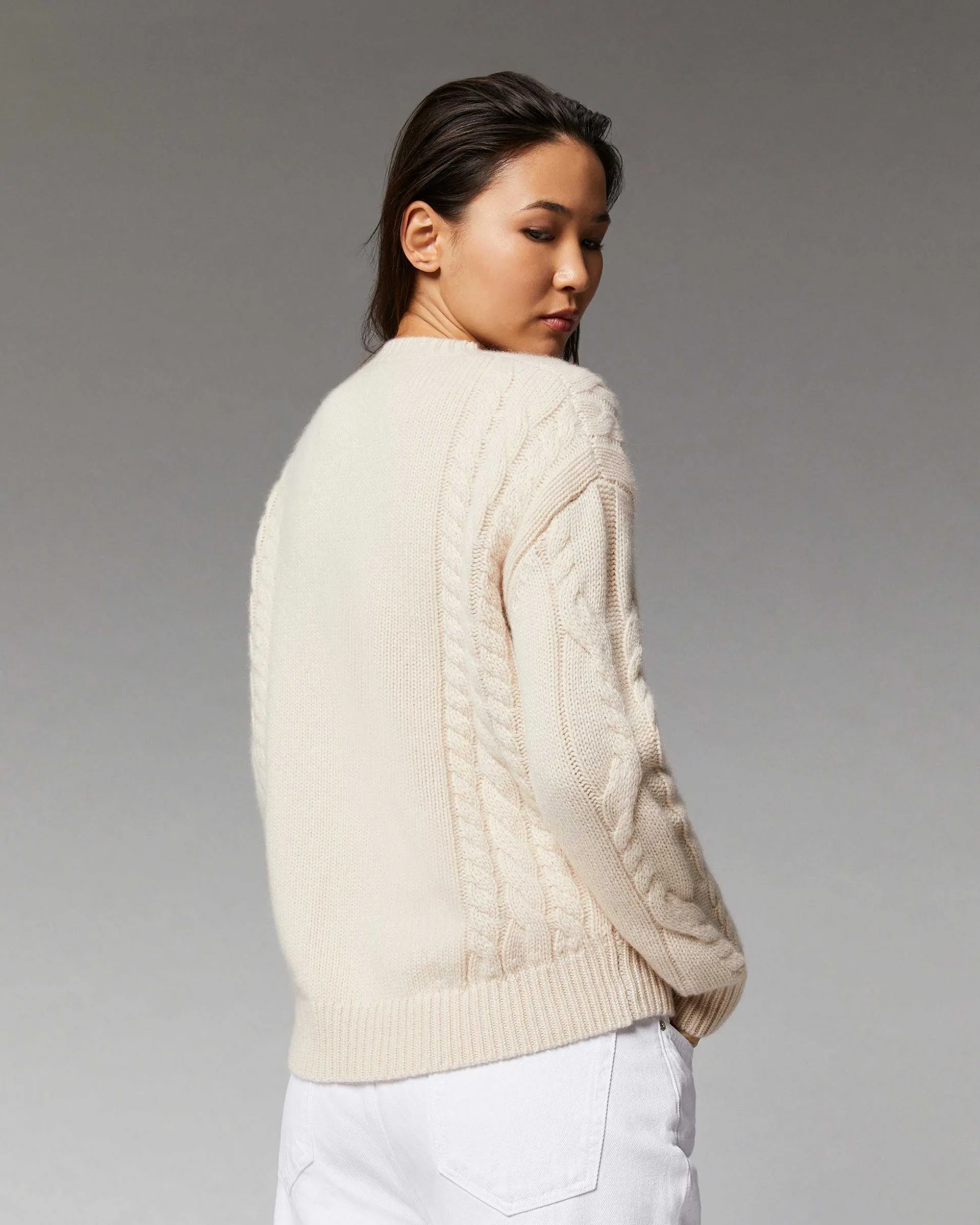 Pull Col Rond Torsades Epais