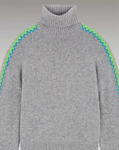 Pull Col Roule Bandes Bicolore