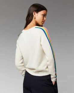 Pull Col V Bandes Manches Multicolore