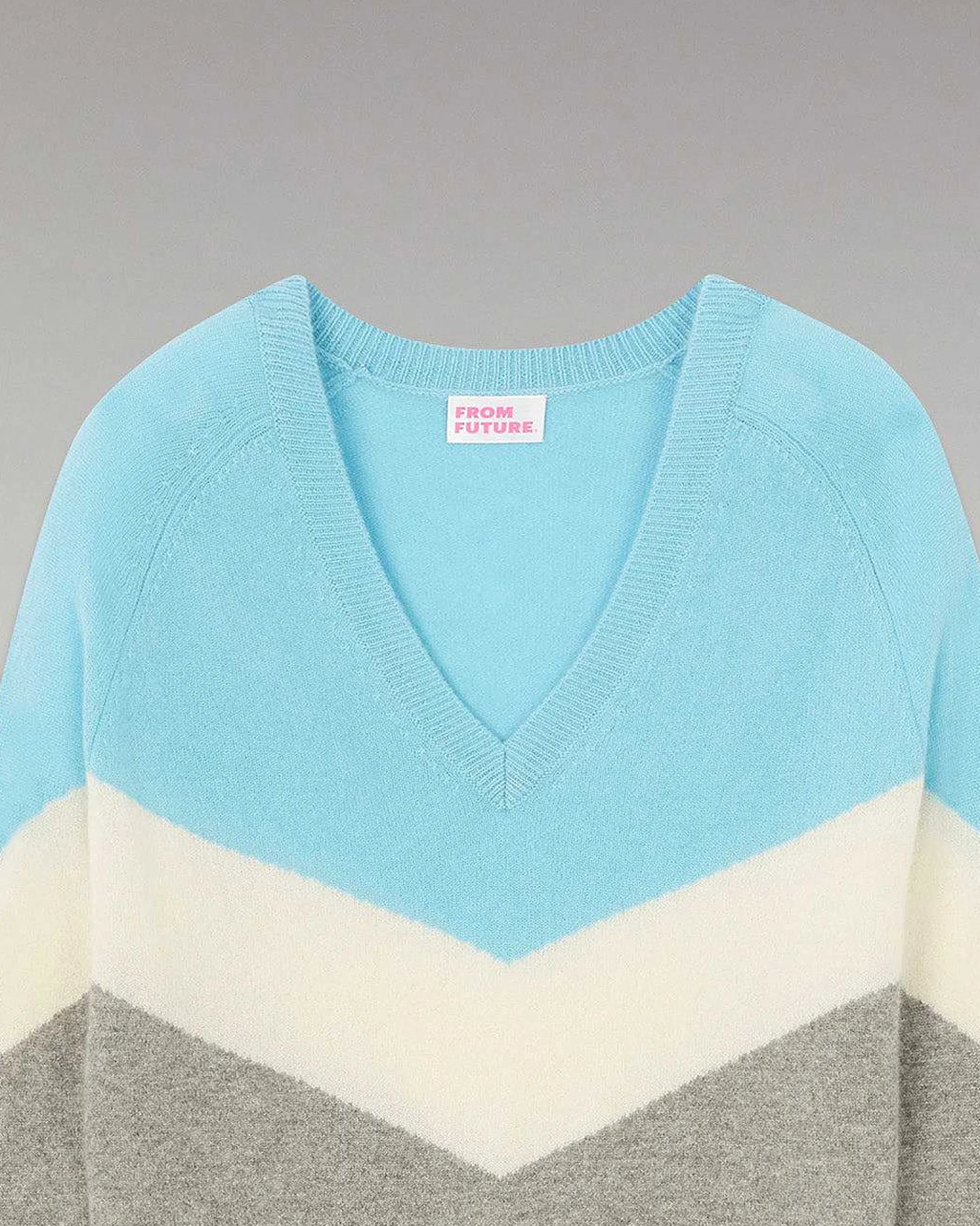 Pull Col V Bandes Tricolore Leger