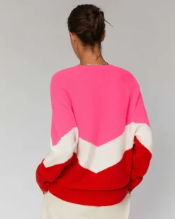 Pull Col V Bandes Tricolore Leger