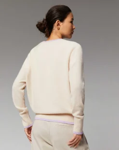 Pull Col V Liserets Contrastes Leger