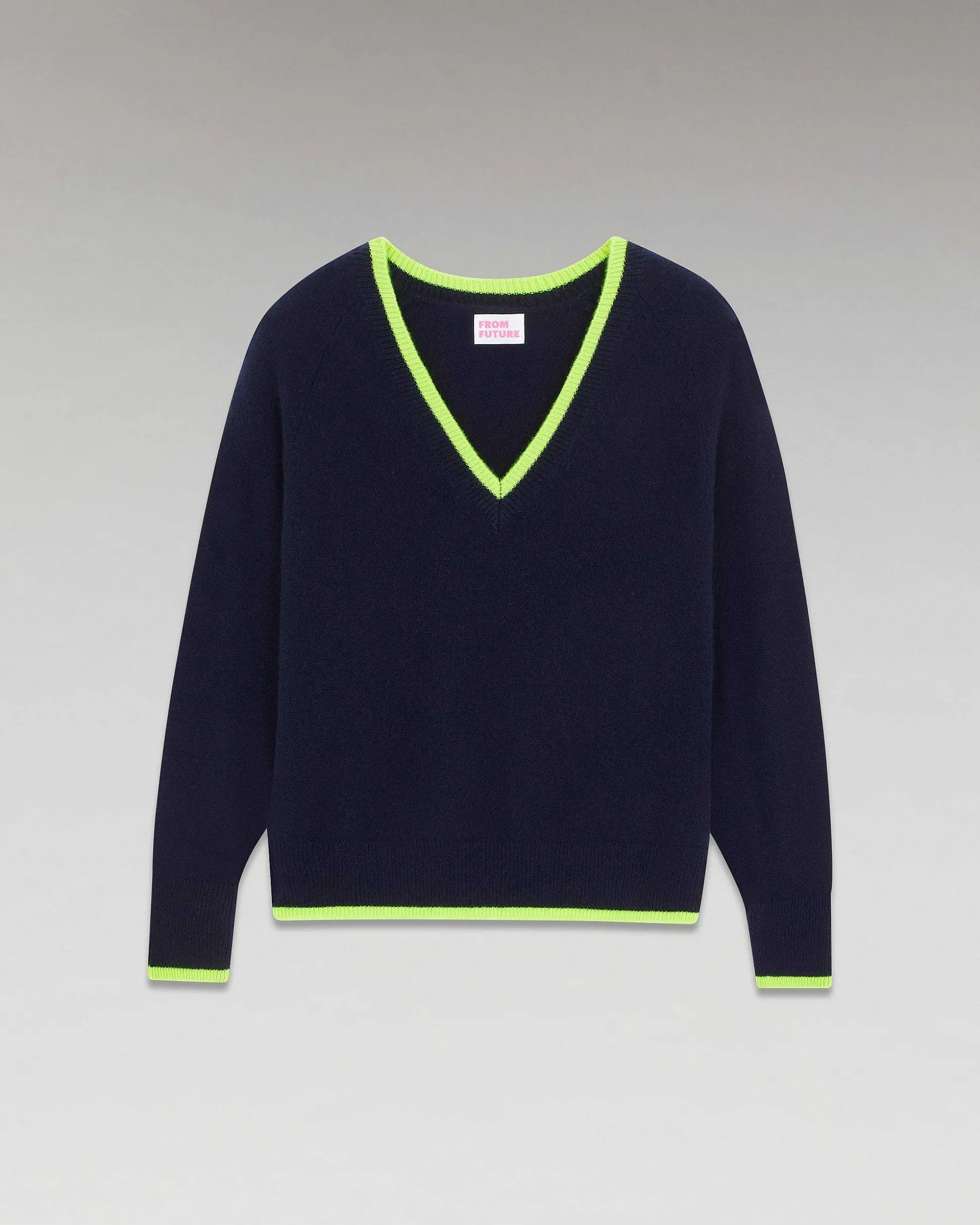 Pull Col V Liserets Contrastes Leger