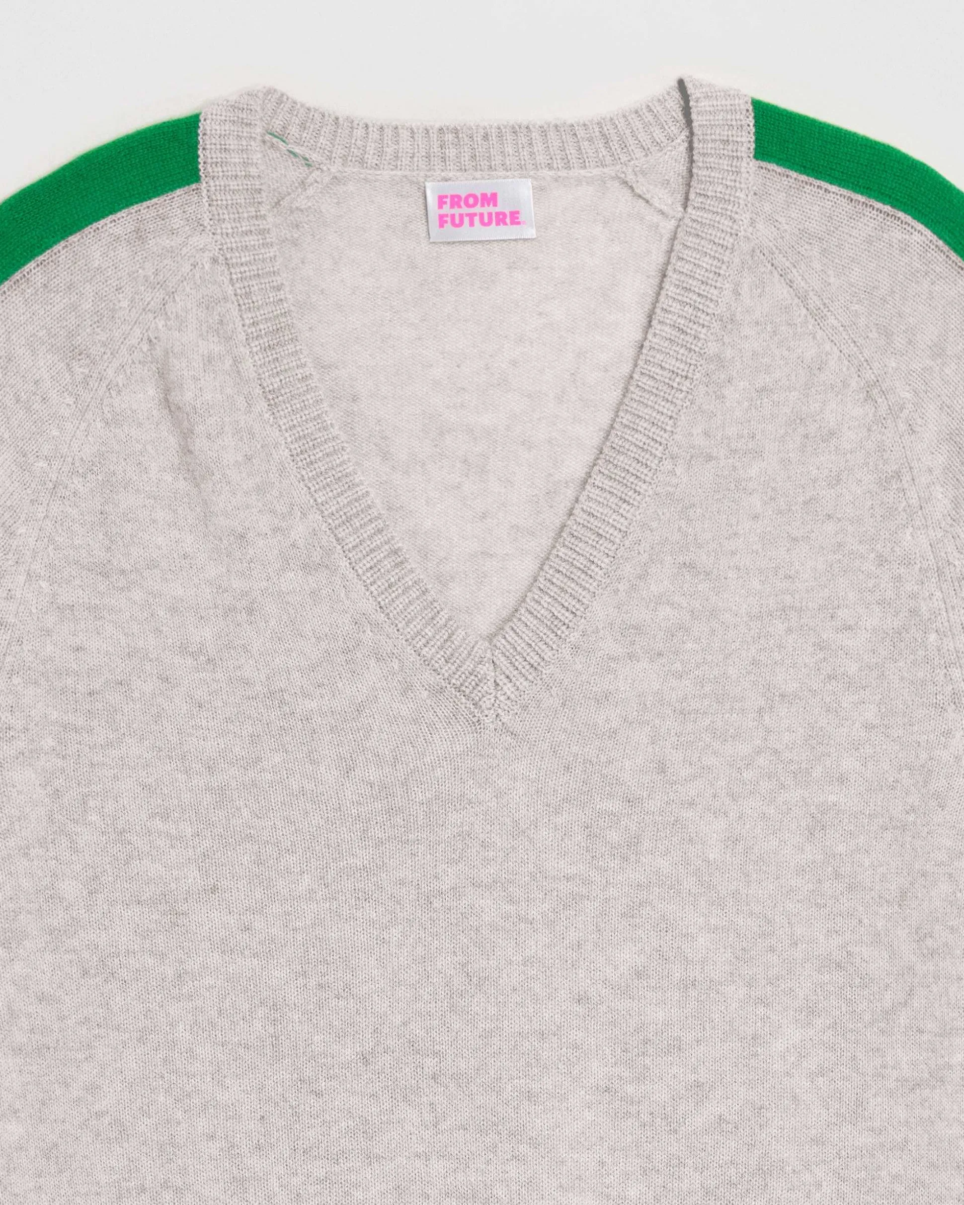 Pull Col V Oversize Bandes Bicolore Leger