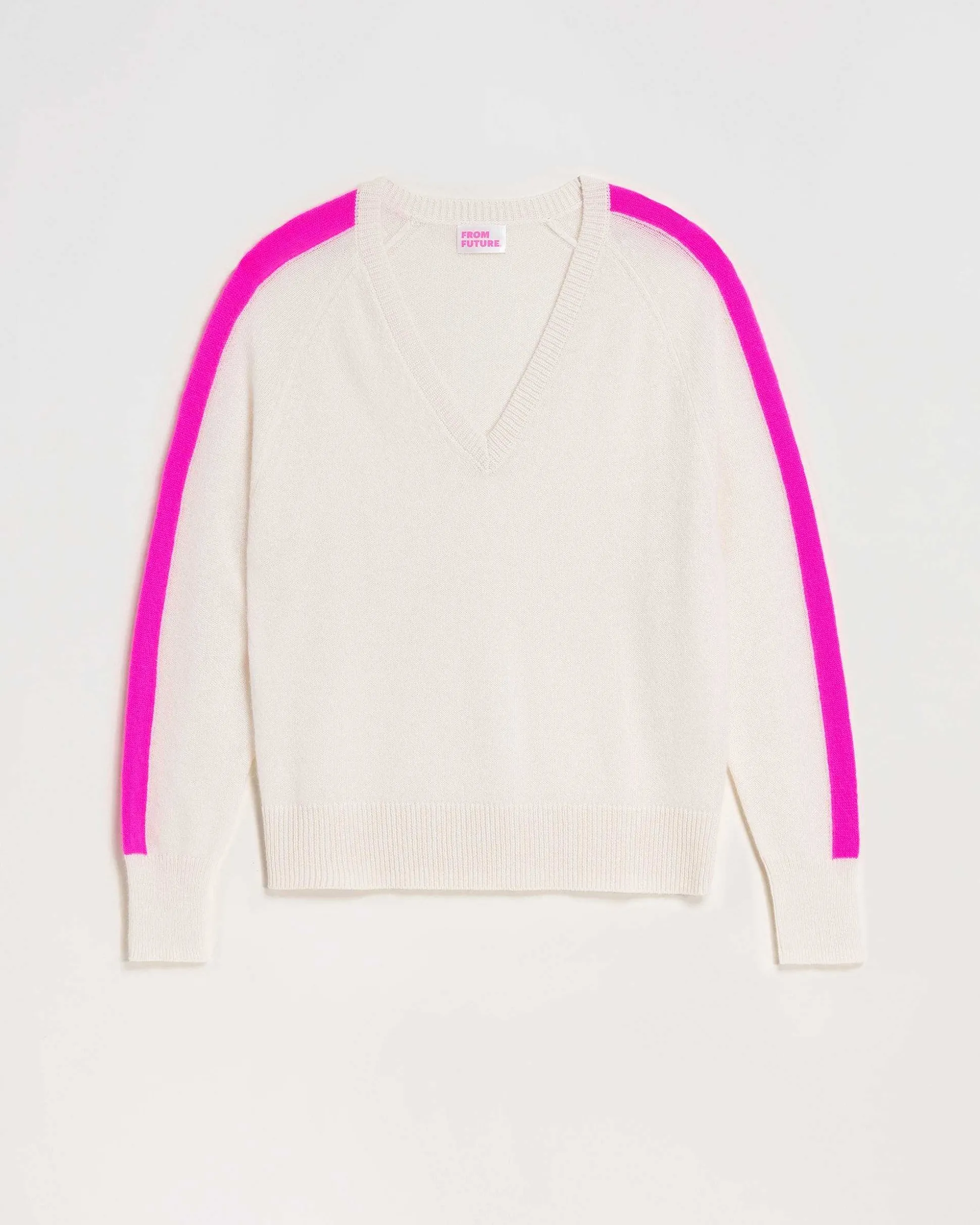 Pull Col V Oversize Bandes Bicolore Leger