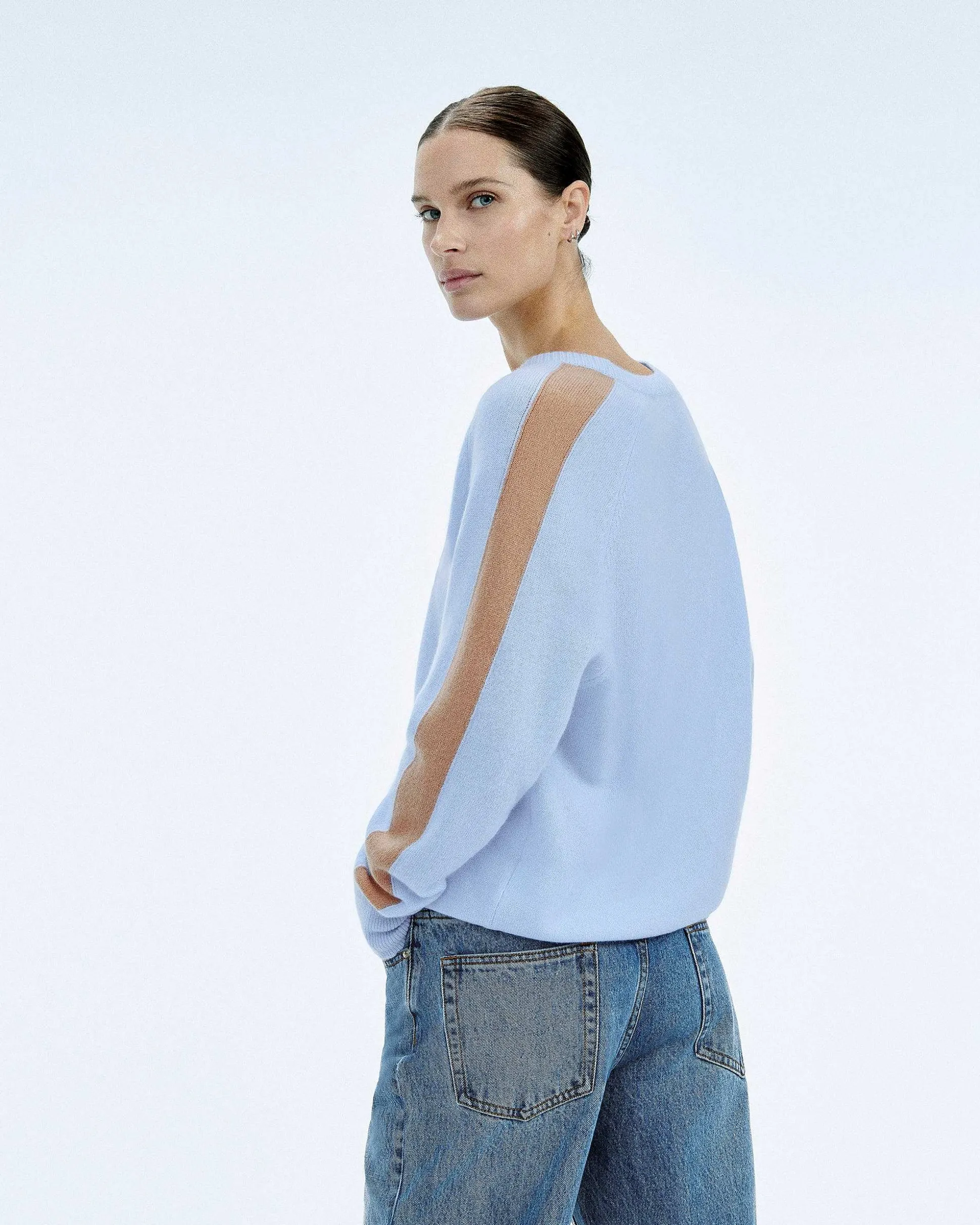 Pull Col V Oversize Bande Manches Light