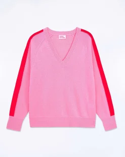 Pull Col V Oversize Bande Manches Light