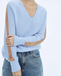 Pull Col V Oversize Bande Manches Light