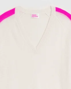 Pull Col V Oversize Bandes Bicolore Leger