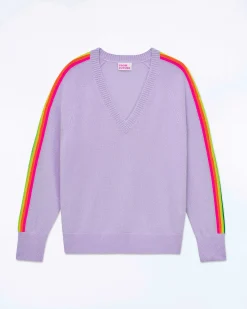 Pull Col V Oversize Bande Manches Multico