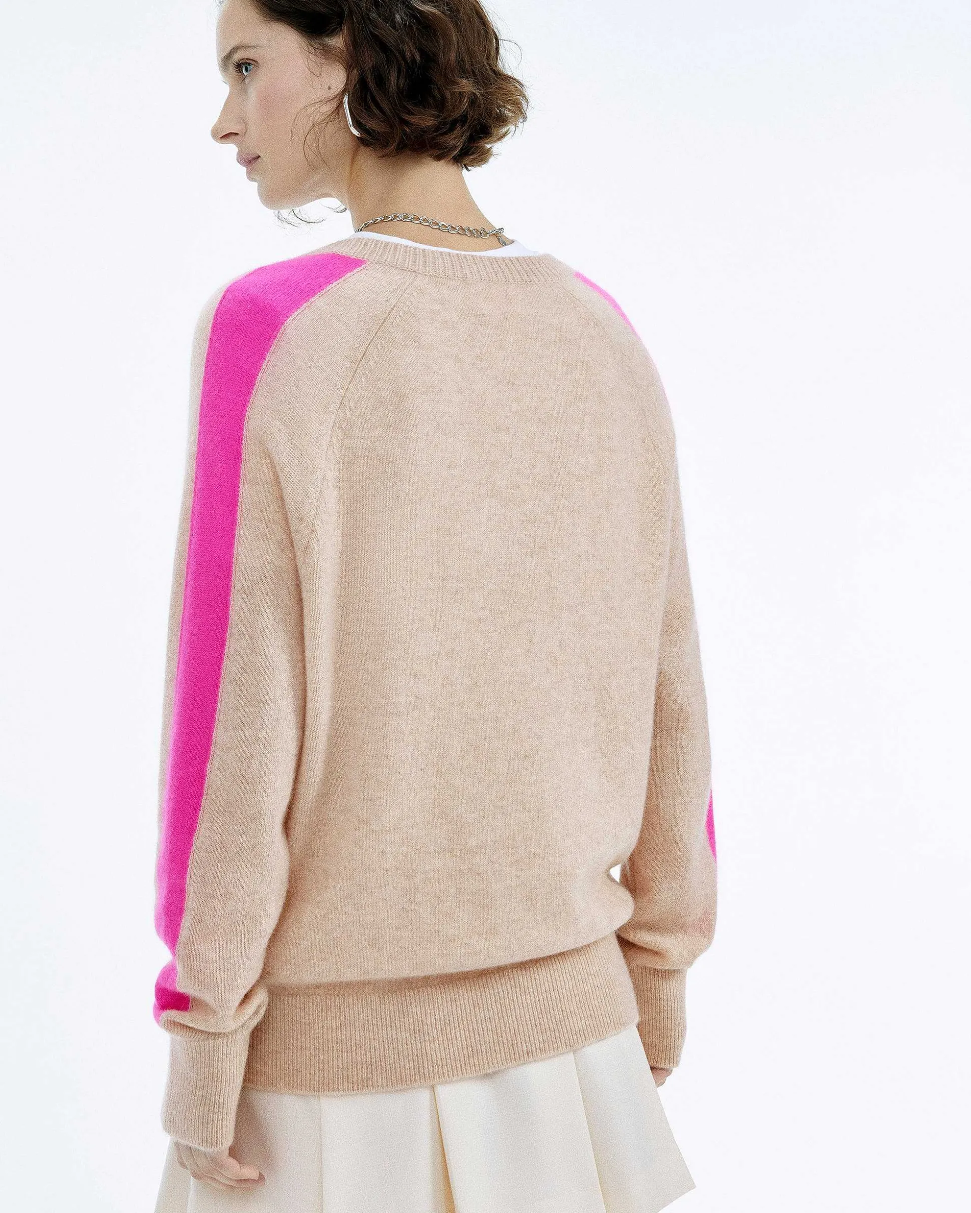 Pull Col V Oversize Bande Manches Light