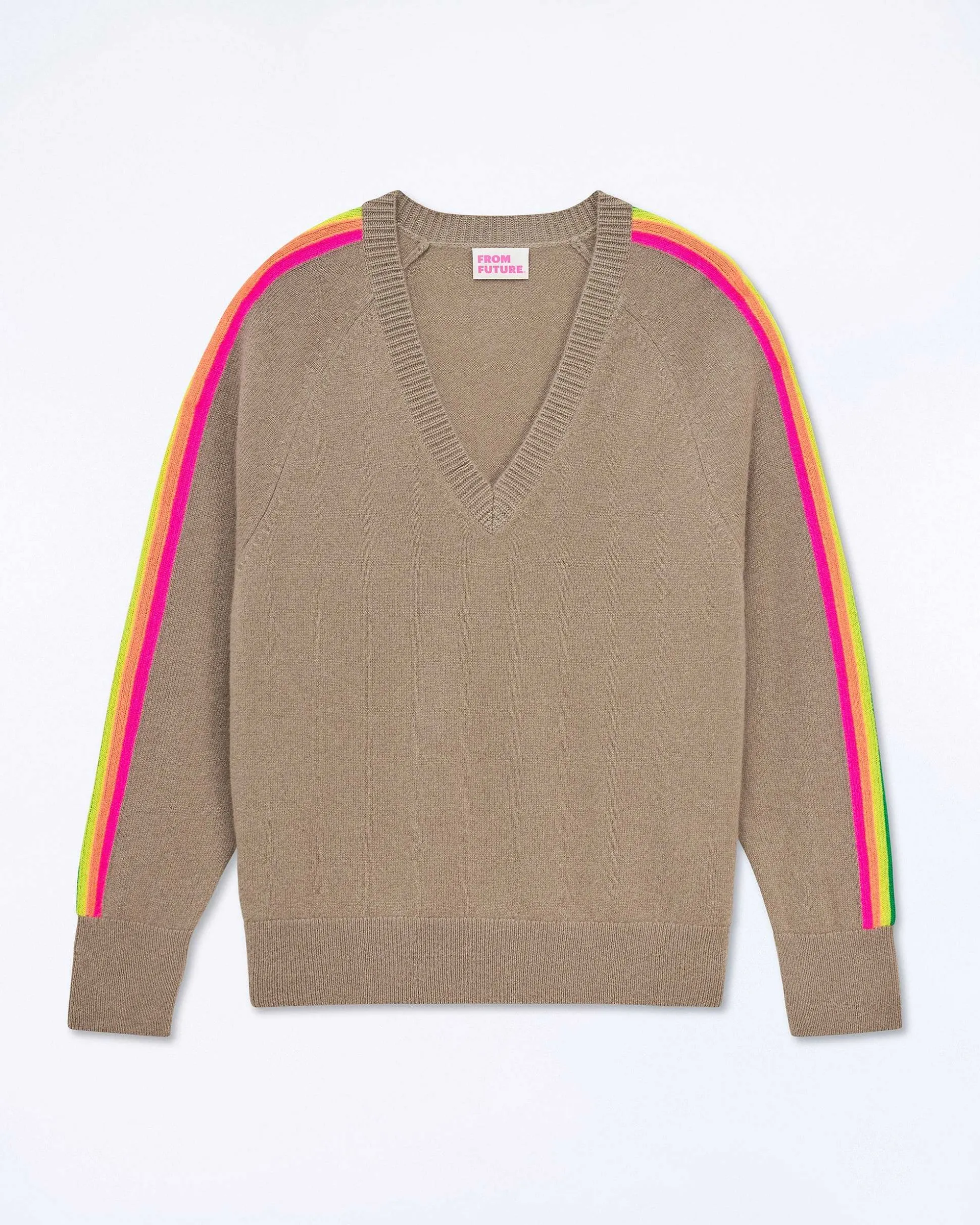 Pull Col V Oversize Bande Manches Multico