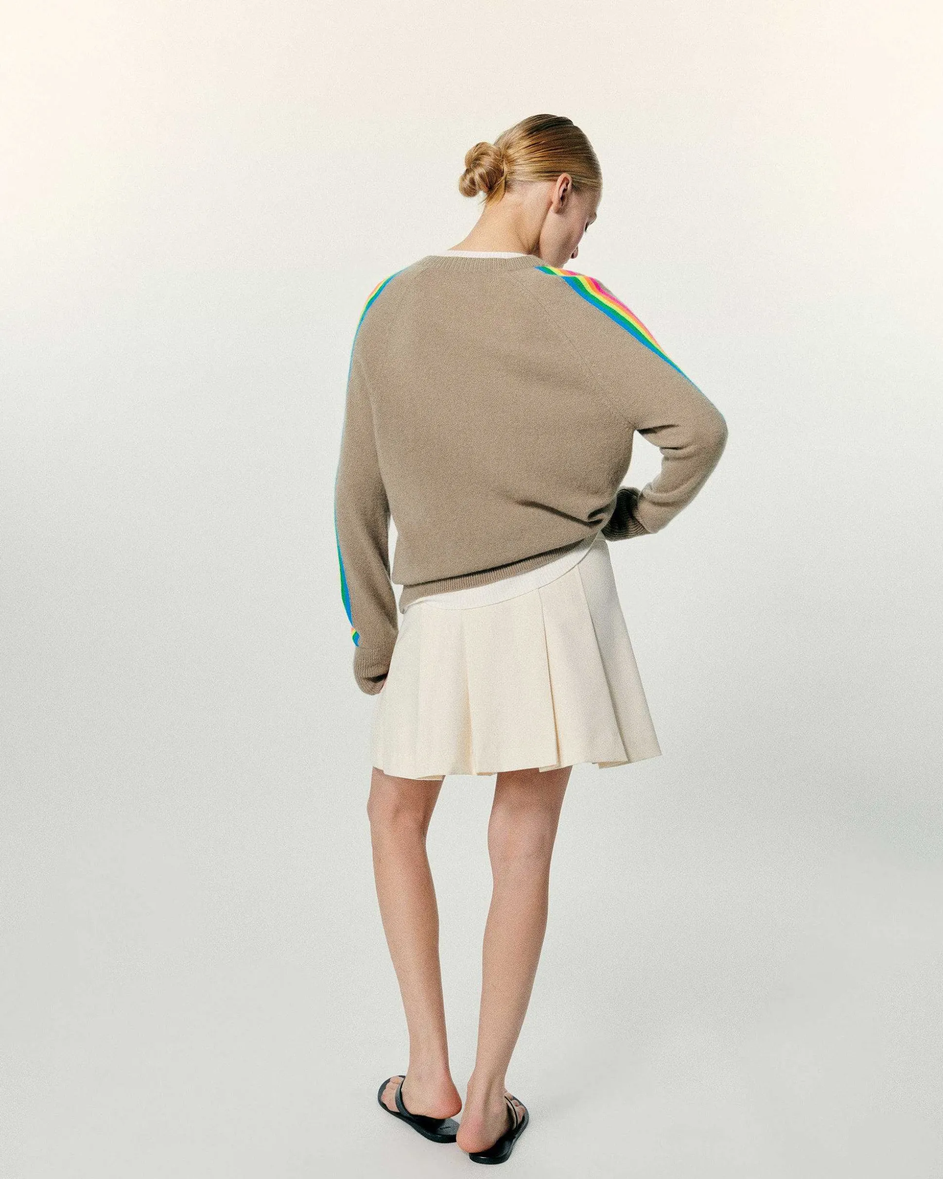 Pull Col V Oversize Bande Manches Multico