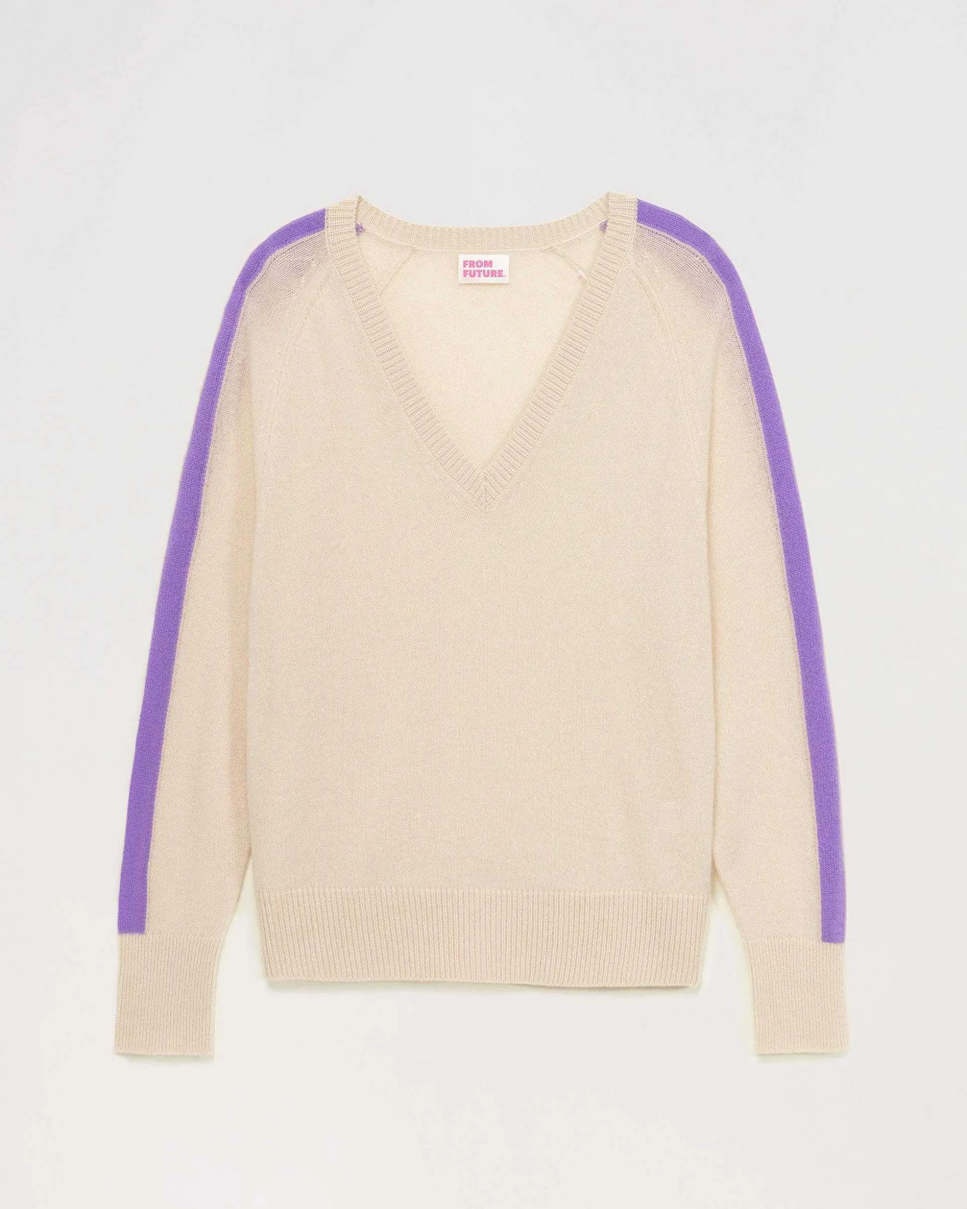 Pull Col V Oversize Bandes Bicolore Leger
