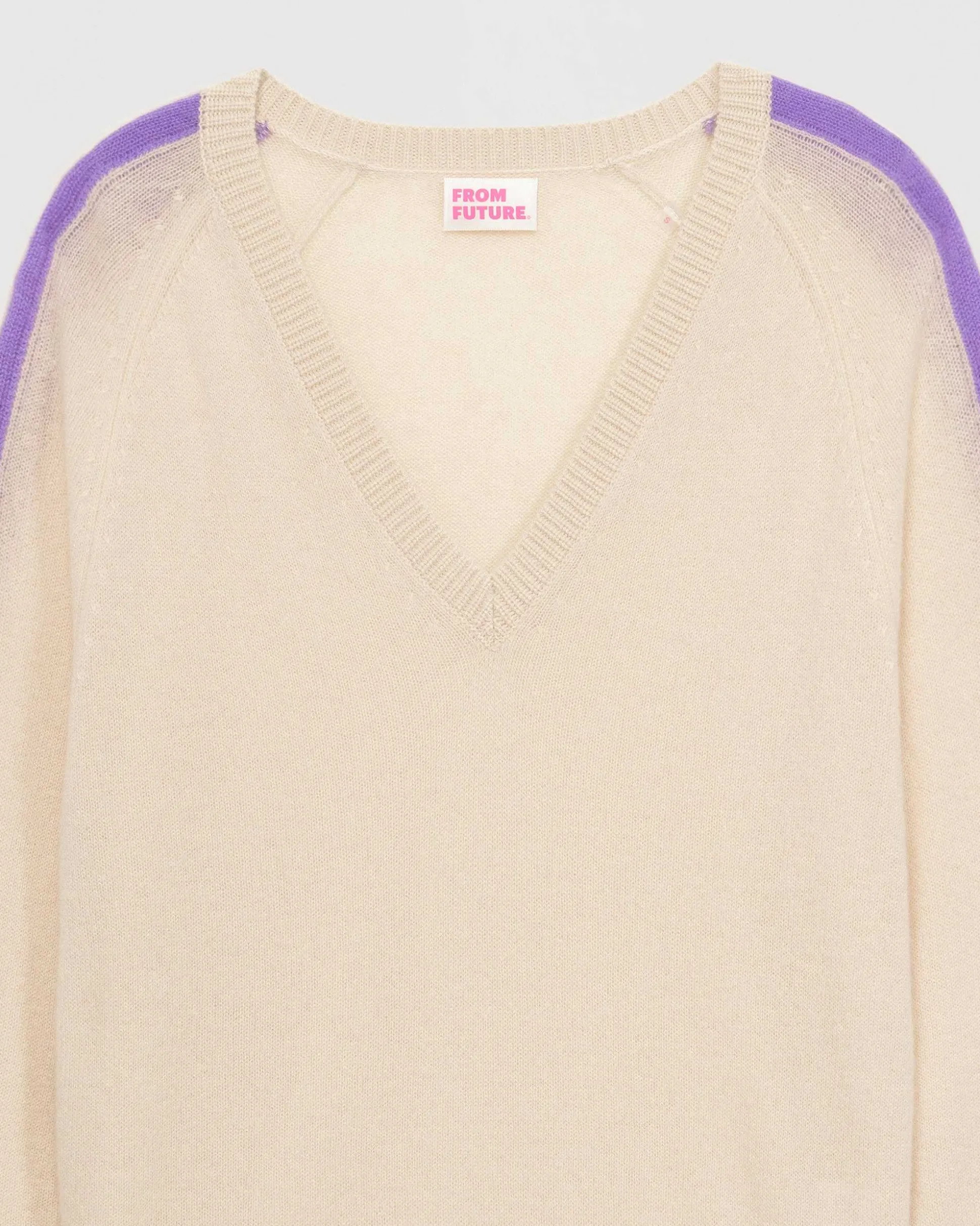 Pull Col V Oversize Bandes Bicolore Leger