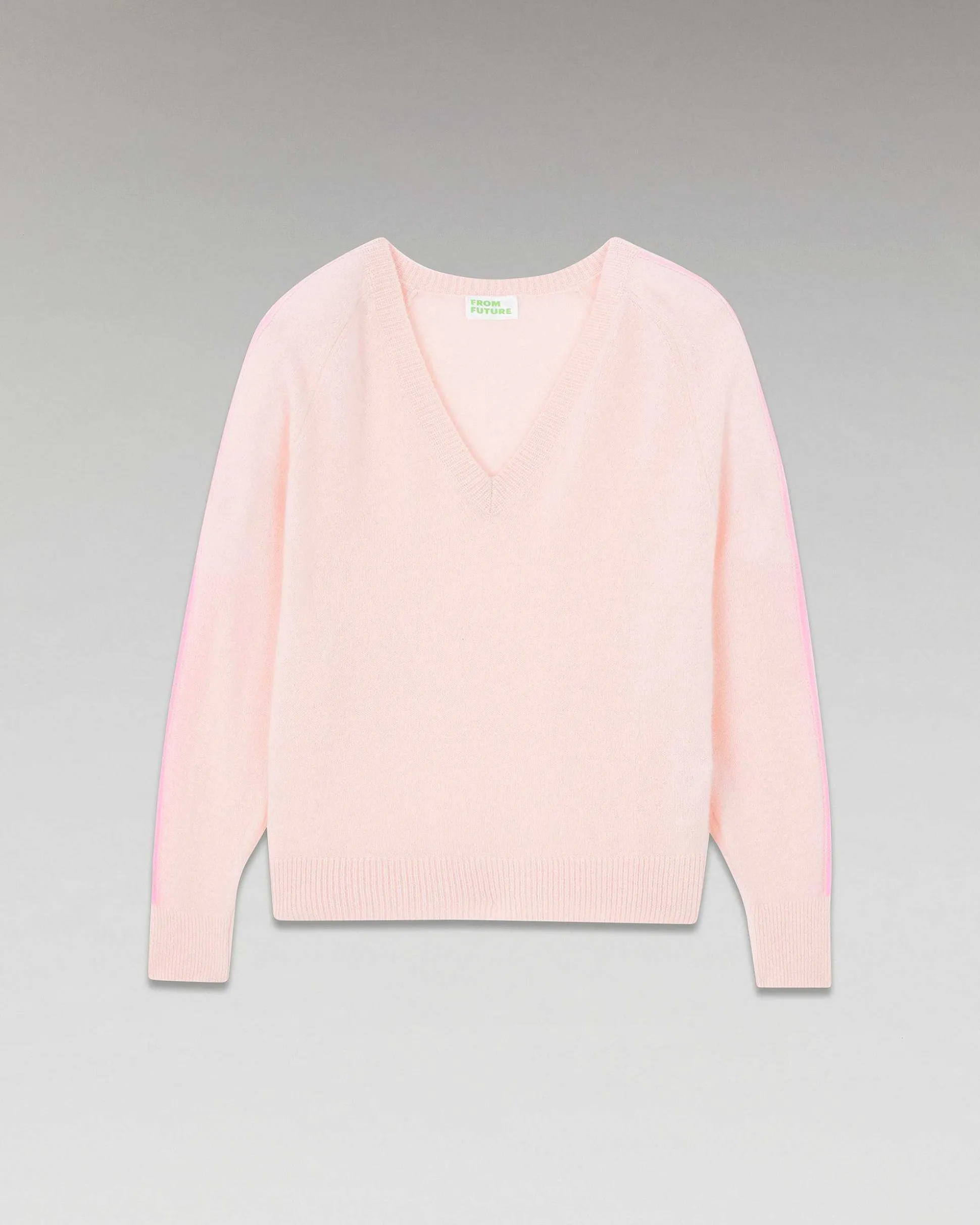 Pull Col V Oversize Bandes Bicolore Leger