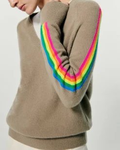 Pull Col V Oversize Bande Manches Multico