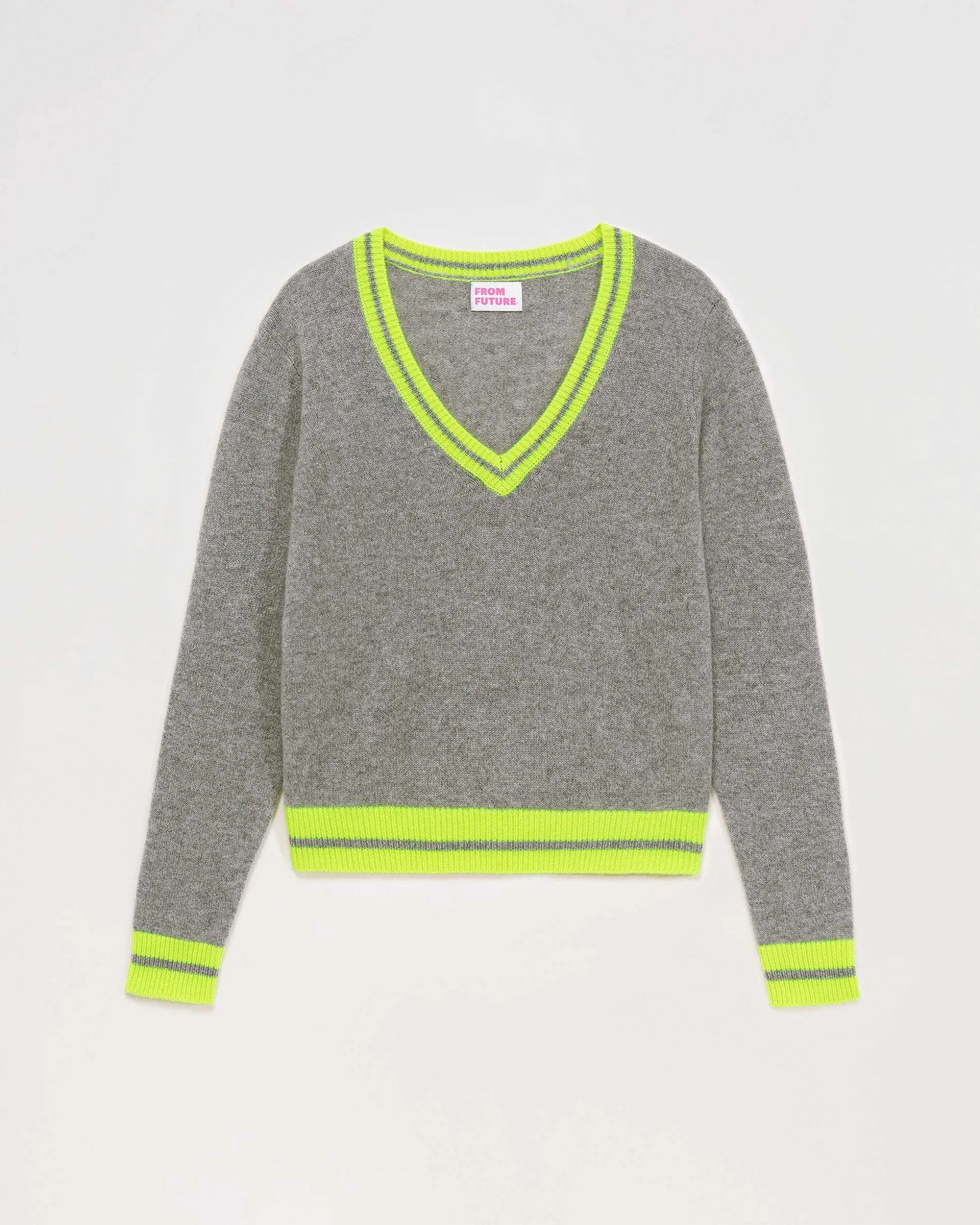 Pull Col V Rayures Tennis Leger