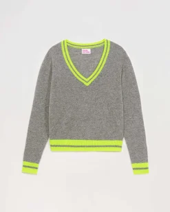 Pull Col V Rayures Tennis Leger
