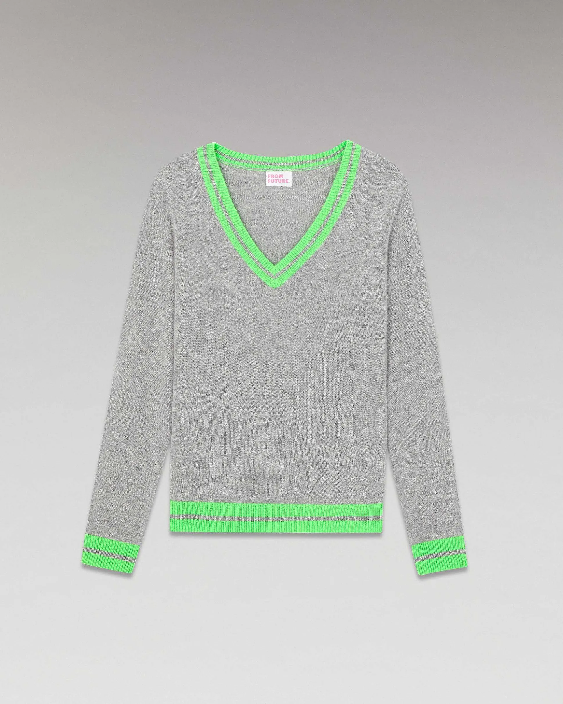 Pull Col V Rayures Tennis Leger