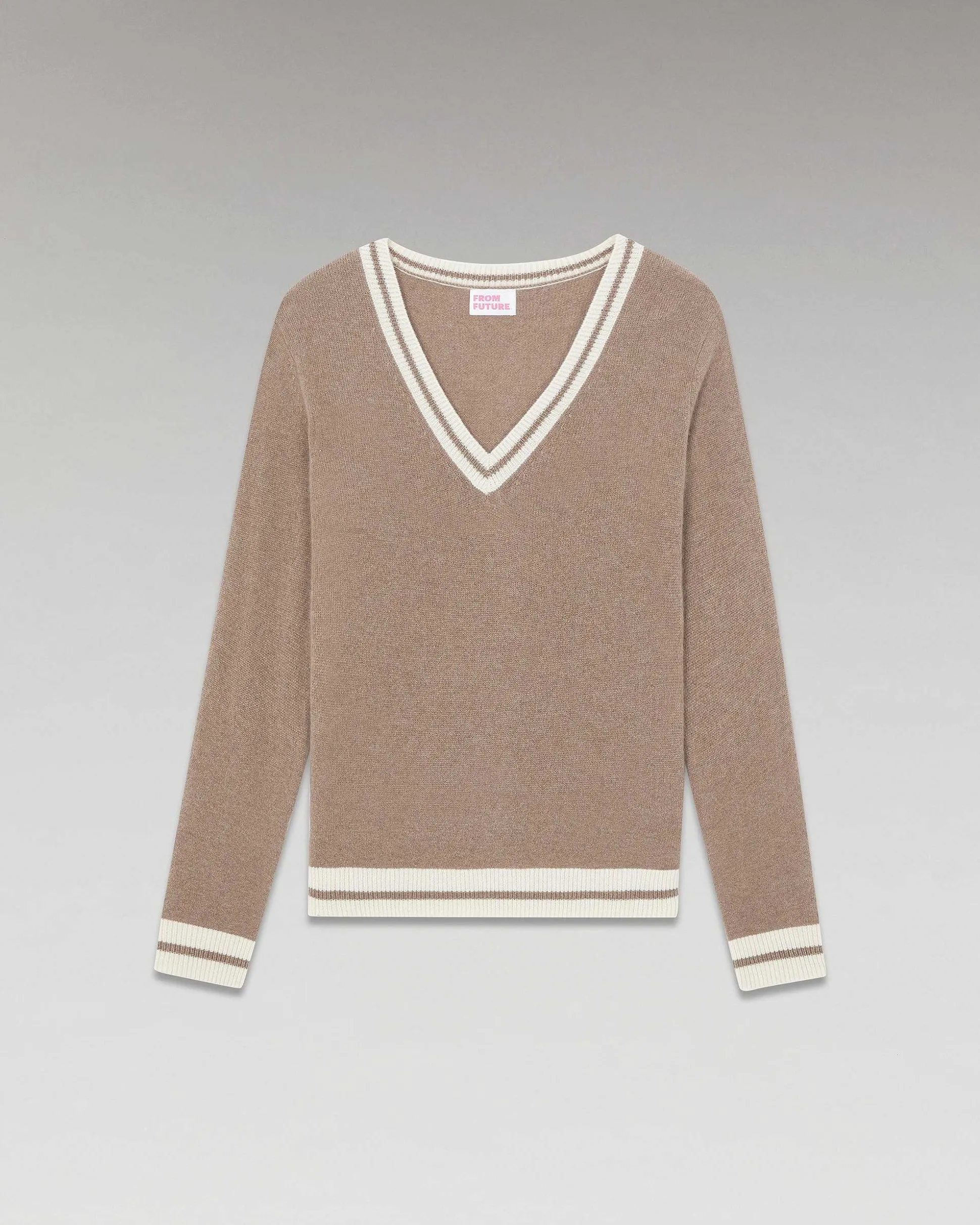 Pull Col V Rayures Tennis Leger