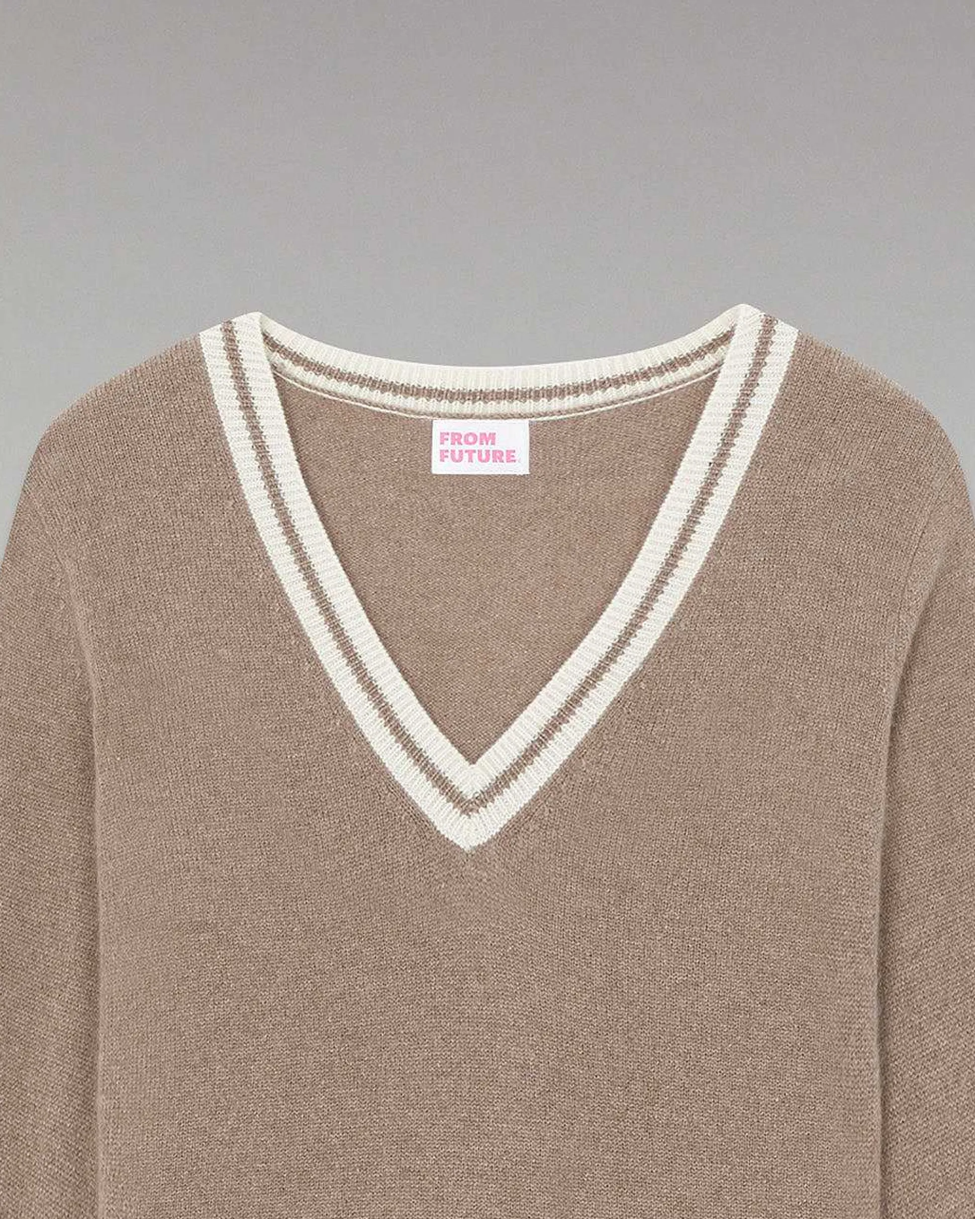 Pull Col V Rayures Tennis Leger