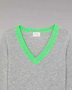 Pull Col V Rayures Tennis Leger