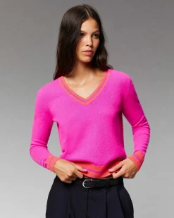 Pull Col V Rayures Tennis Leger