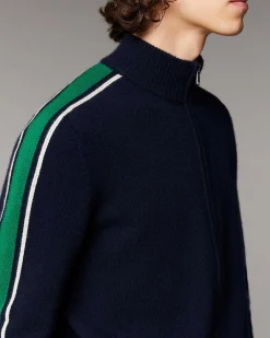 Pull Gilet Zippe Bandes Bicolore