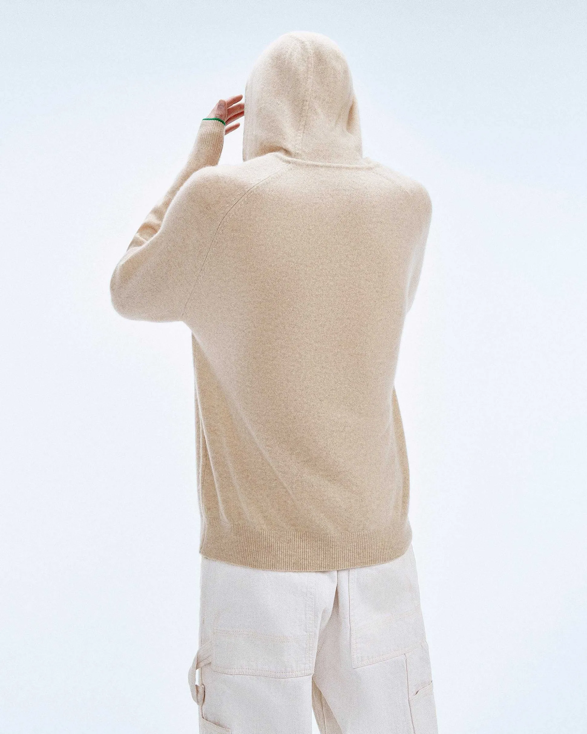 Pull Hoodie A Poche Et Liserets Contrastes