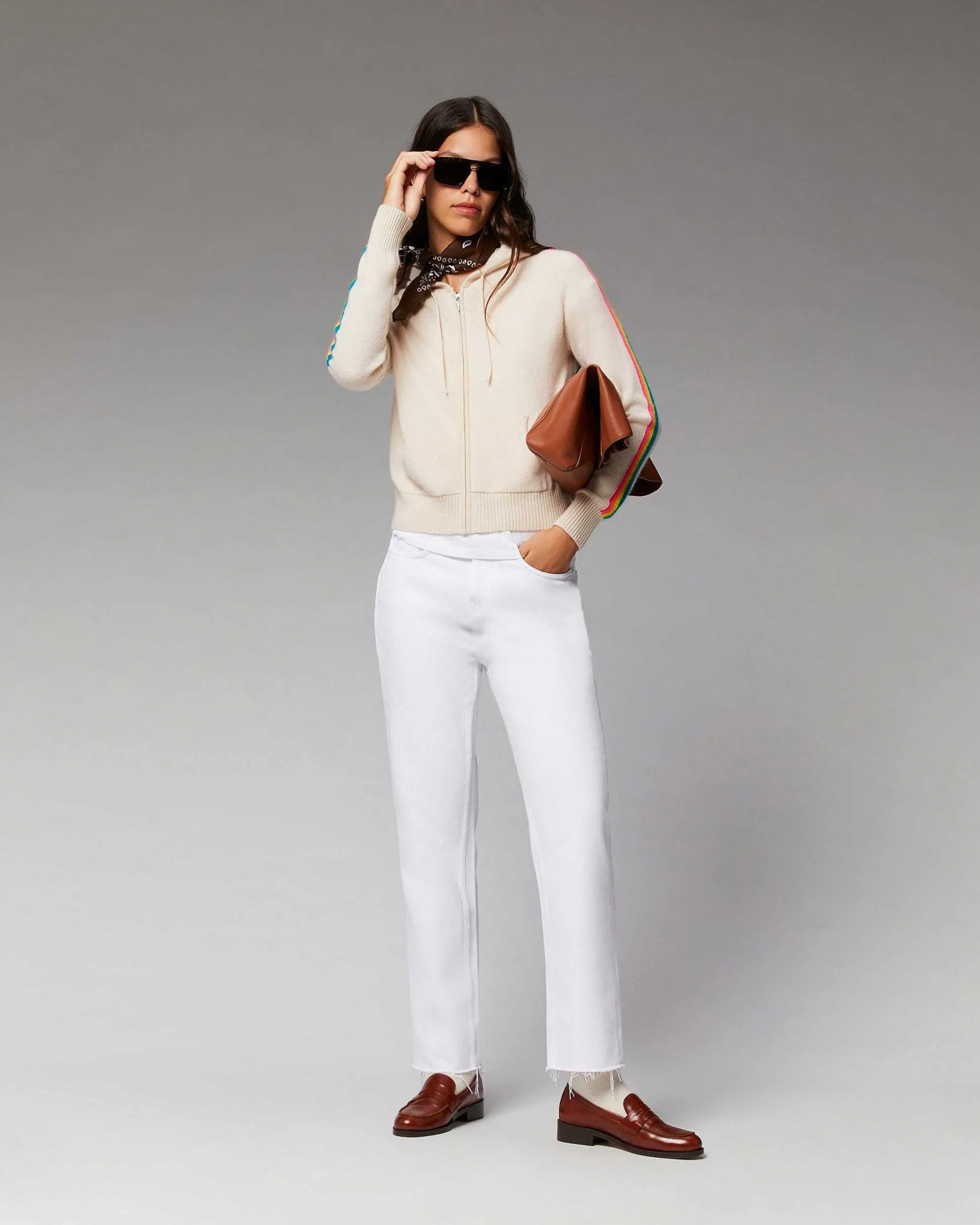 Pull Hoodie Bandes Manches Multico Leger