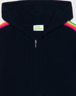 Pull Hoodie Bandes Manches Multicolore Leger