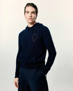 Pull Hoodie Coeur Brode