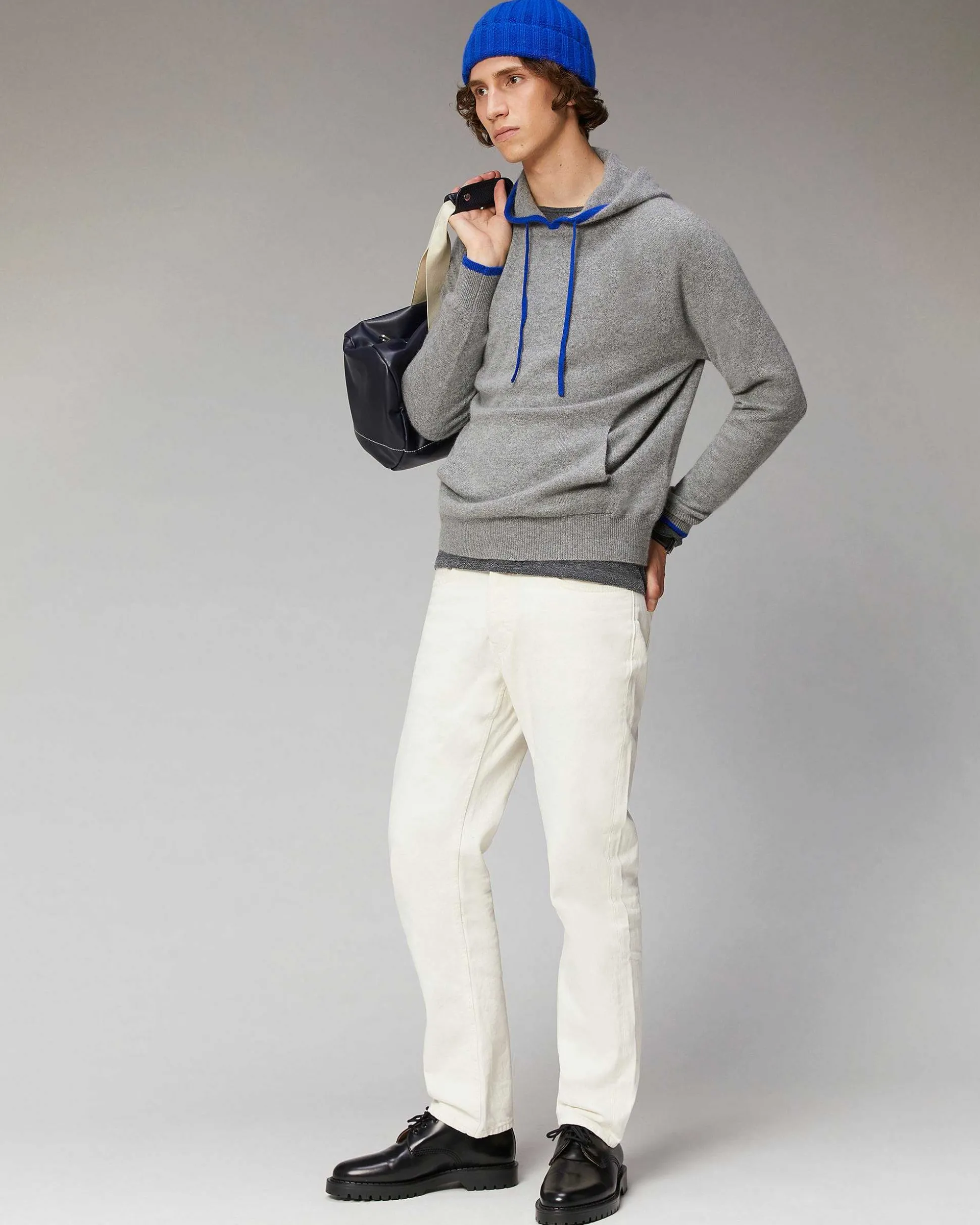 Pull Hoodie Liserets Contrastes Leger