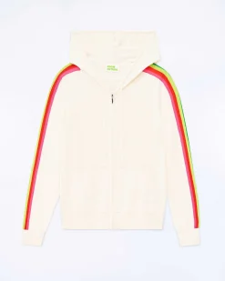 Pull Hoodie Zippe Bande Multicolore