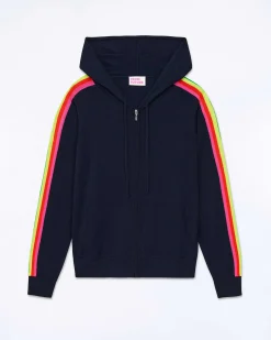 Pull Hoodie Zippe Bande Multicolore