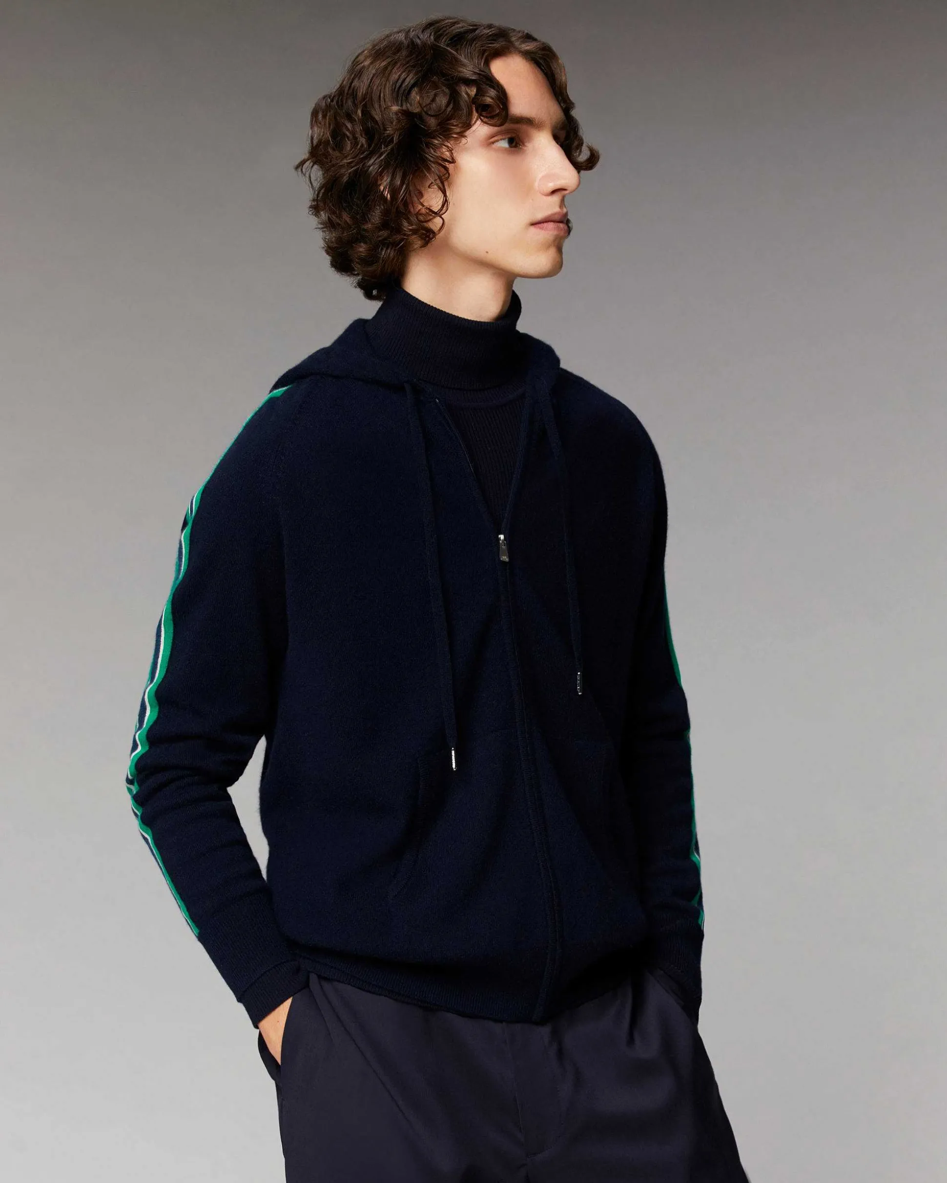 Pull Hoodie Zippe Bandes