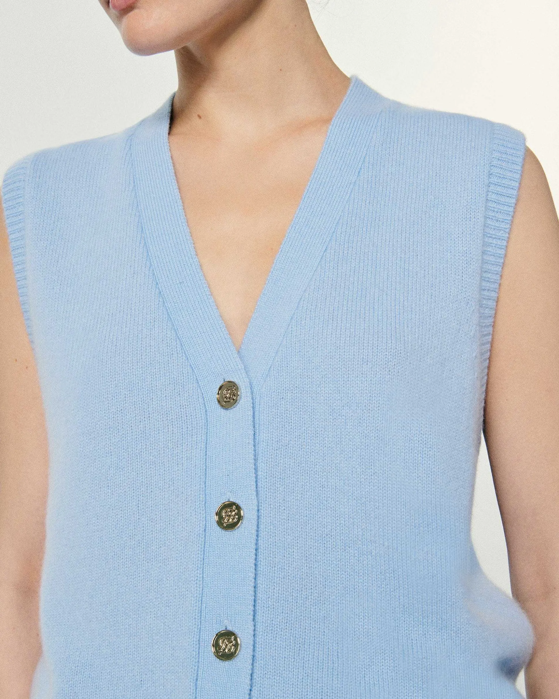 Pull Sans Manche Boutons Bijoux