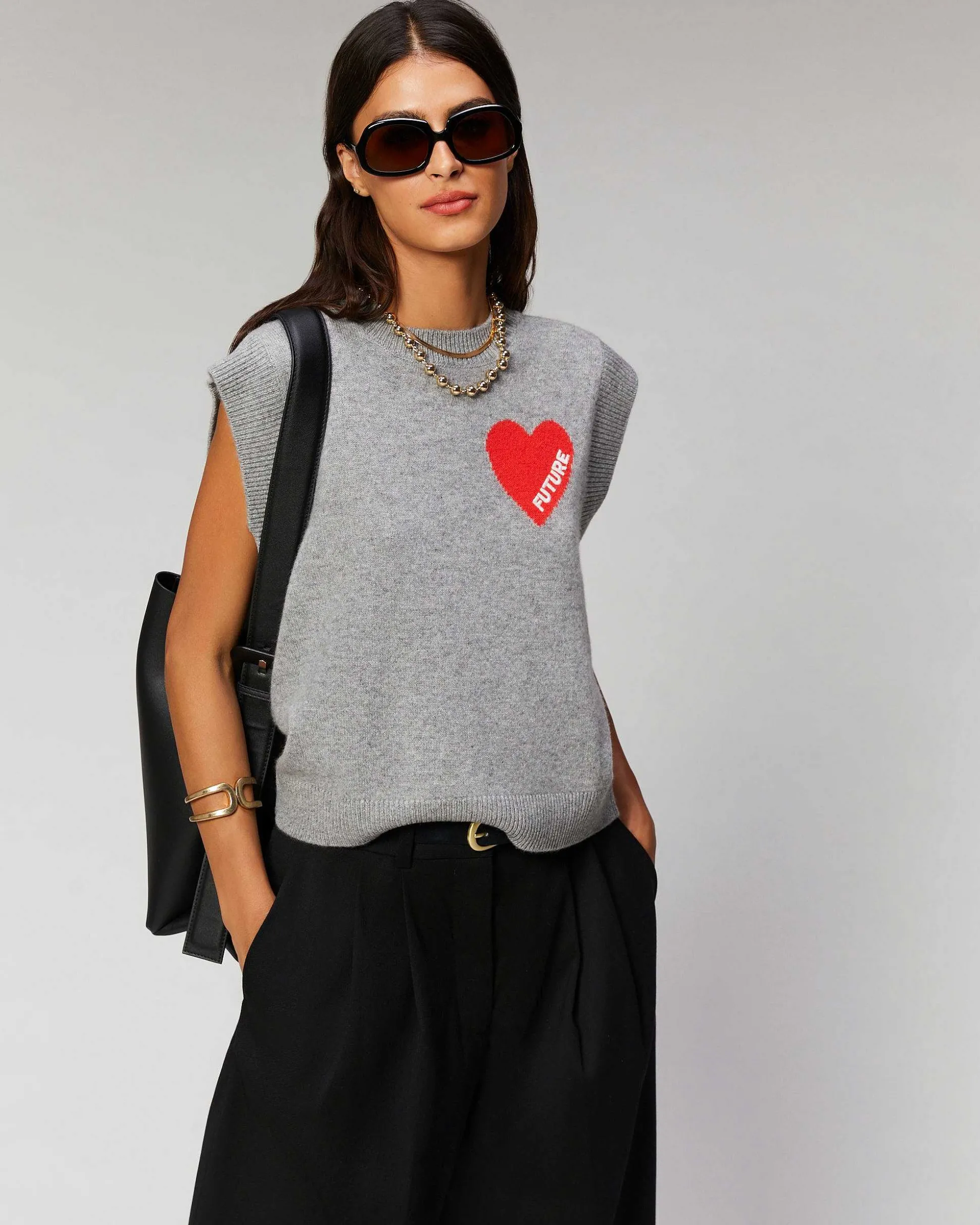 Pull Sans Manche Coeur Leger