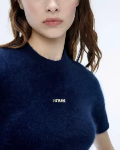 Robe Courte Manche Courte En Cachemire Brosse