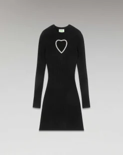 Robe Courte Manche Longue Coeur Strass