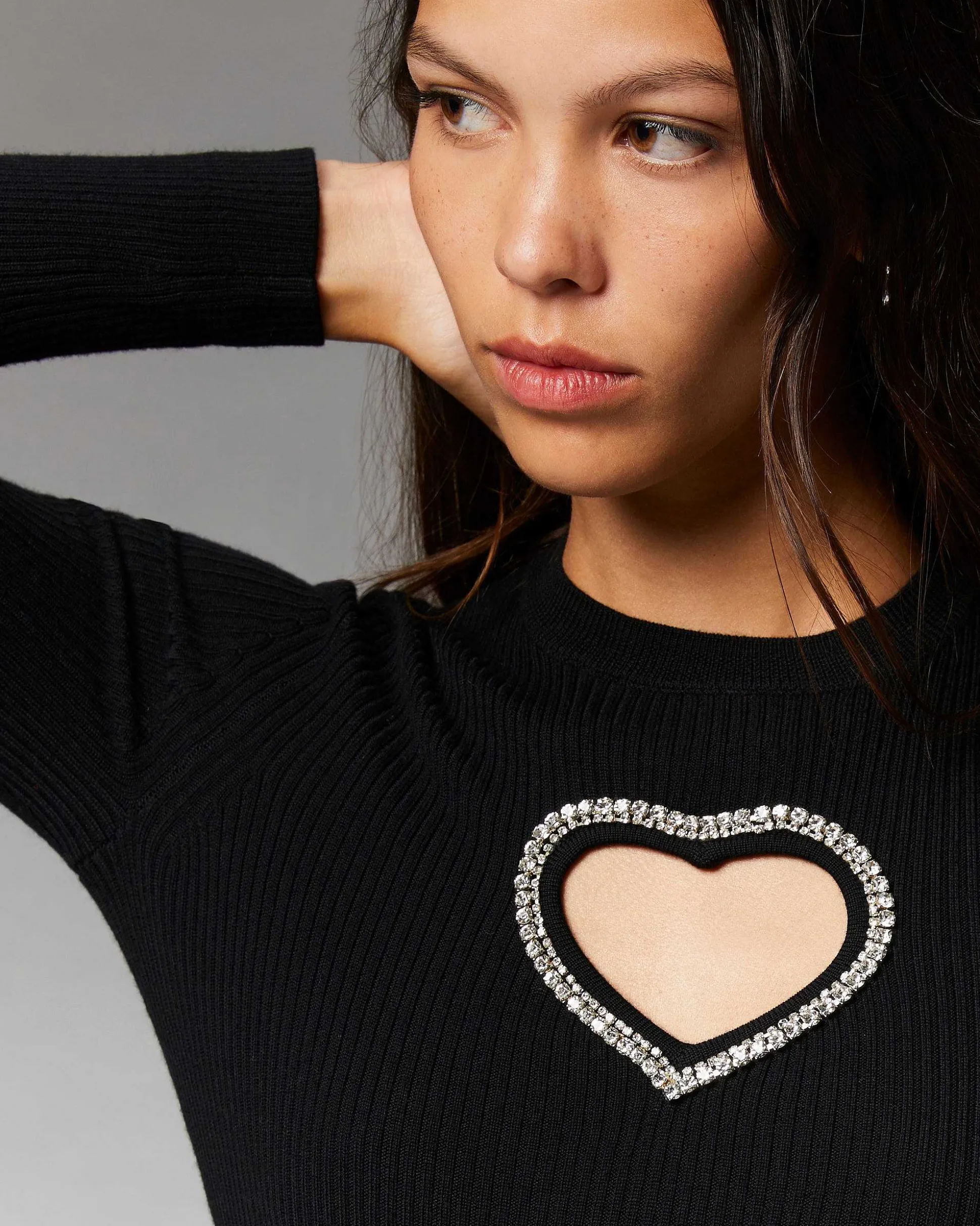 Robe Courte Manche Longue Coeur Strass