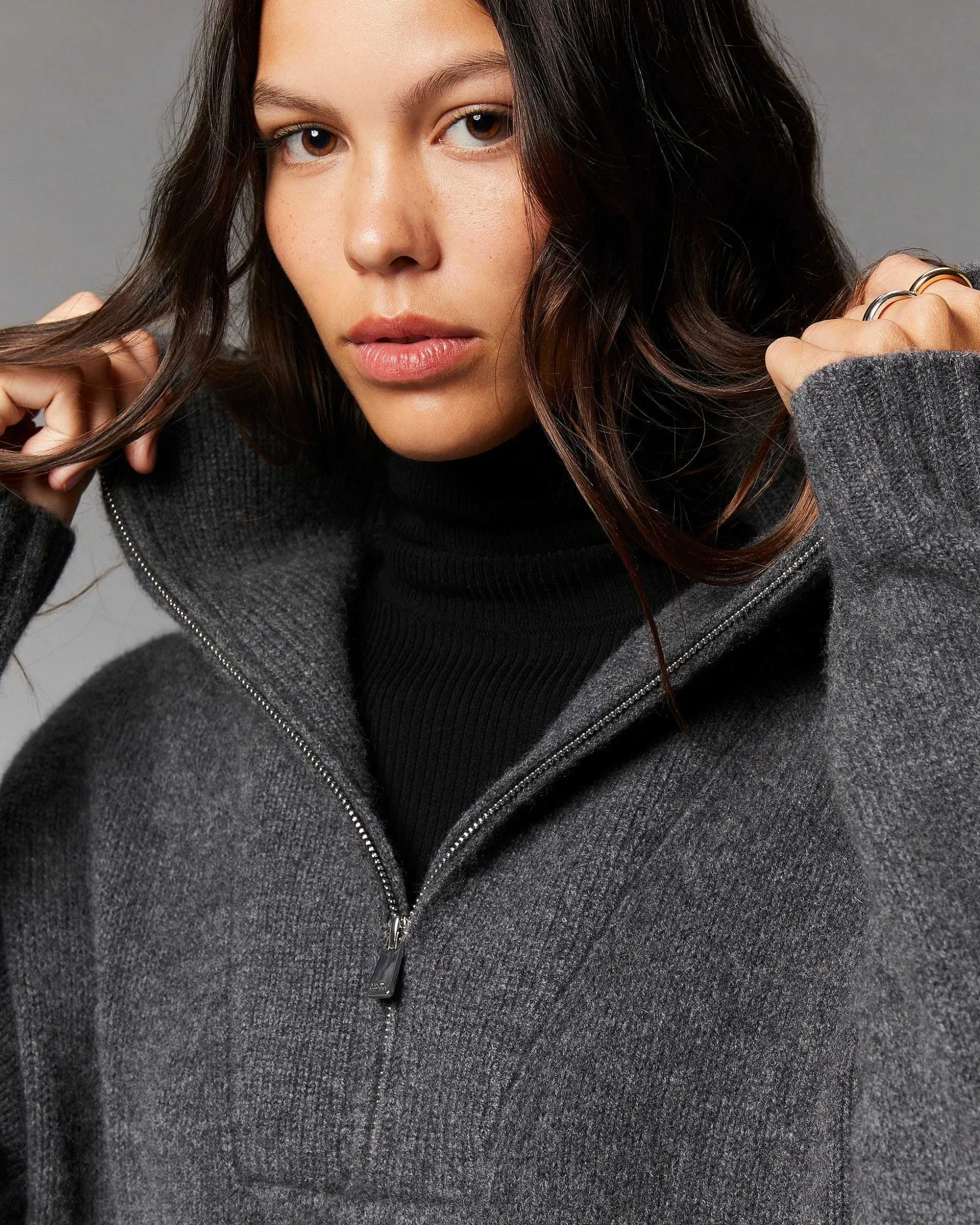 Robe Courte Manche Longue Col Camionneur