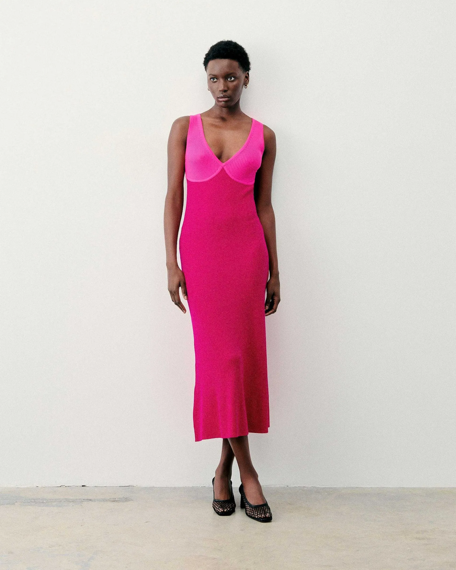 Robe Longue Bretelle Bicolore