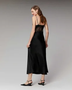 Robe Longue Bretelle Decoupee Dentelle