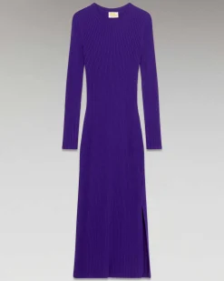 Robe Longue Manche Longue A Cotes Fendue