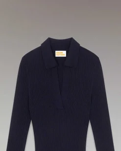 Robe Longue Manche Longue Col Polo